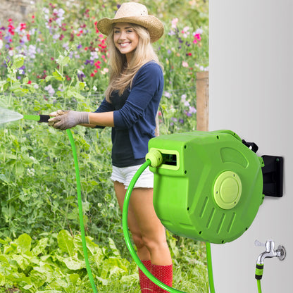 Hose Reel 15+1.5m Automatic Hose Reel Air Swivel Garden 180° Swivel Air Hose Green