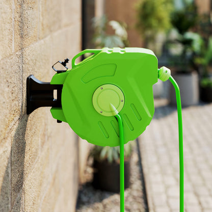 Hose Reel 15+1.5m Automatic Hose Reel Air Swivel Garden 180° Swivel Air Hose Green