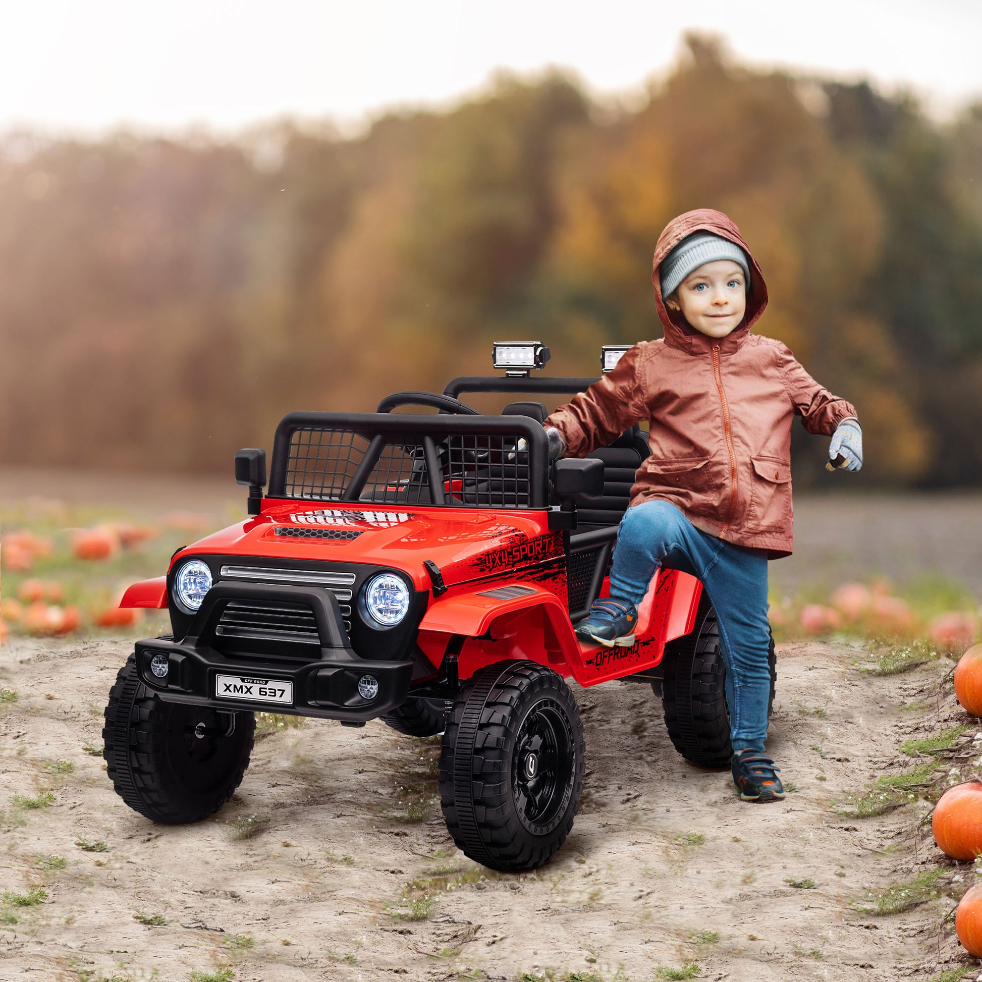 Kids' Electric Car, 12V 3-5 km/h Kids Ride On Car with 2.4G Remote Control, Shock Absorbers, Electric Children Vehicle with Music, Headlights, Horn, MP3, Electric Car for Kids 3-6 Years Old, Red