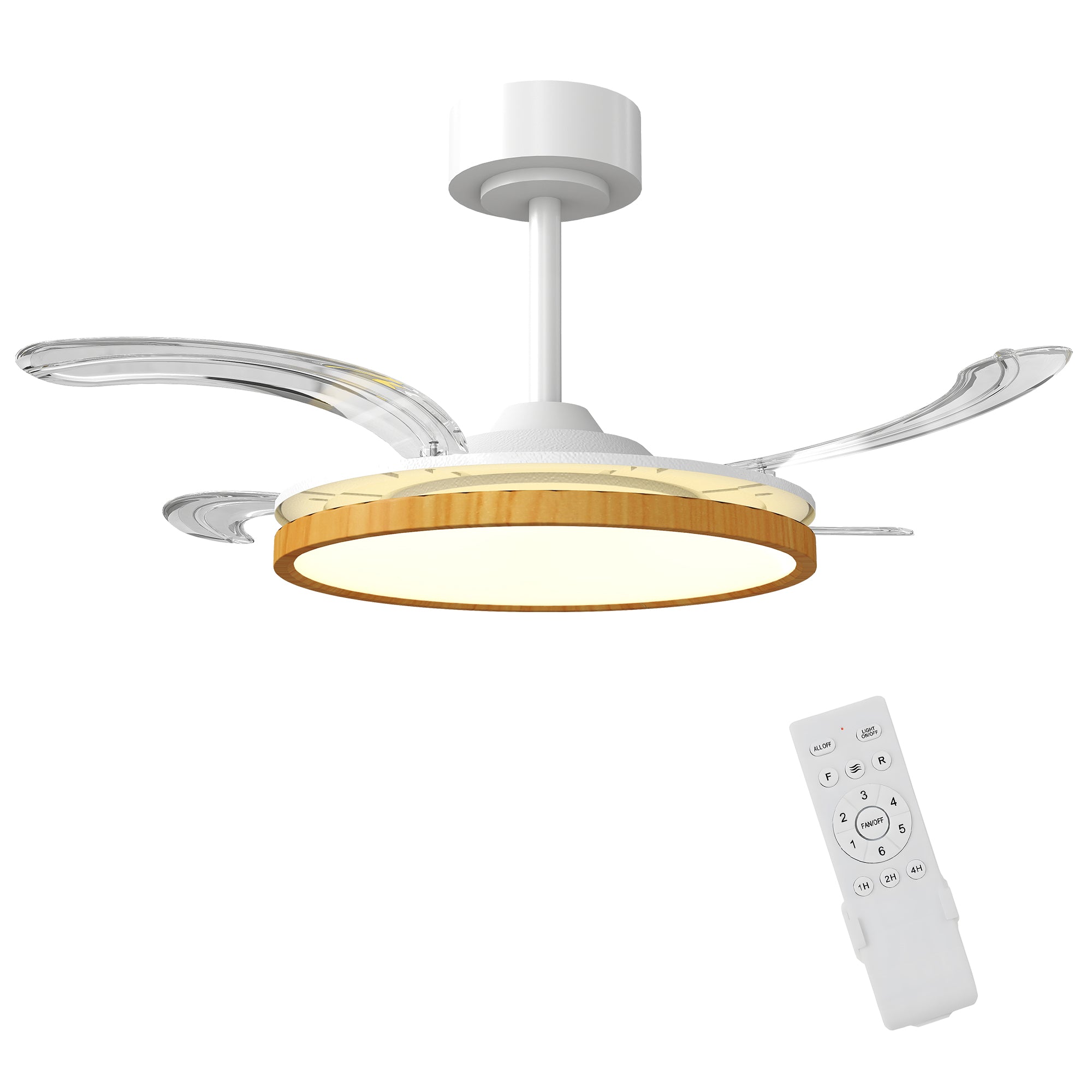 LED Ceiling Fan with Light, 80W, Reversible DC Motor, Quiet Ceiling Fan Lamp, Remote Control, 6 Speeds, 3 Color Temps, Timer, for Living Room, Ø95 cm (37.4 in), Natural