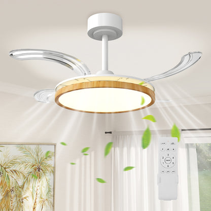 LED Ceiling Fan with Light, 80W, Reversible DC Motor, Quiet Ceiling Fan Lamp, Remote Control, 6 Speeds, 3 Color Temps, Timer, for Living Room, Ø95 cm (37.4 in), Natural