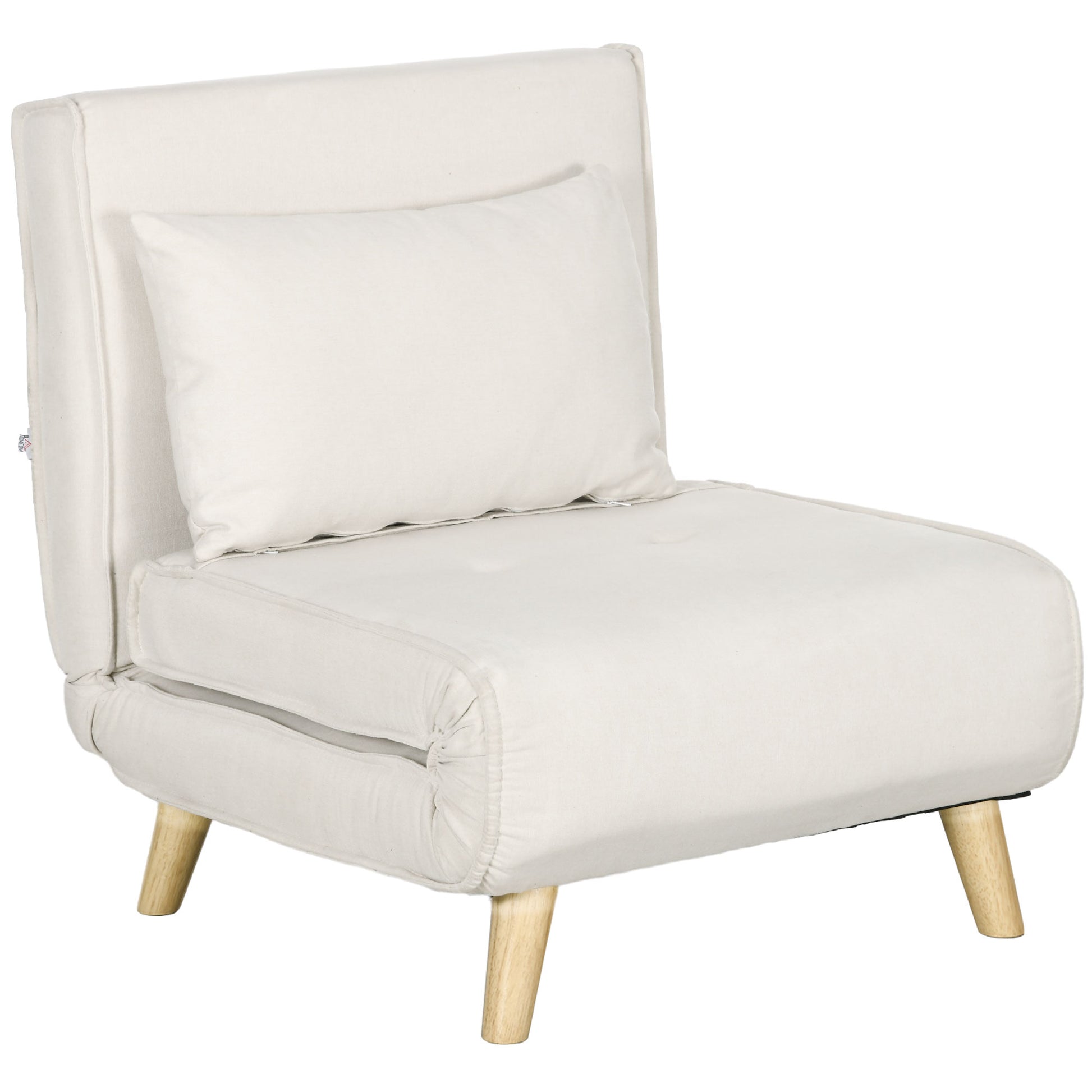 3 in 1 Sleeper Chair, Sofa Bed with Bed Function, Lumbar Pillow, Foldable Recliner with Adjustable Backrest Chaise Lounge in Linen Look, for Living Room, Cream