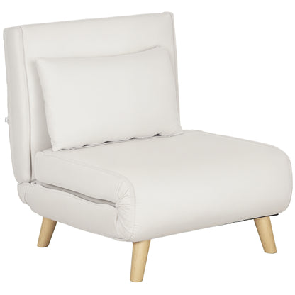 3 in 1 Sleeper Chair, Sofa Bed with Bed Function, Lumbar Pillow, Foldable Recliner with Adjustable Backrest Chaise Lounge in Linen Look, for Living Room, Cream