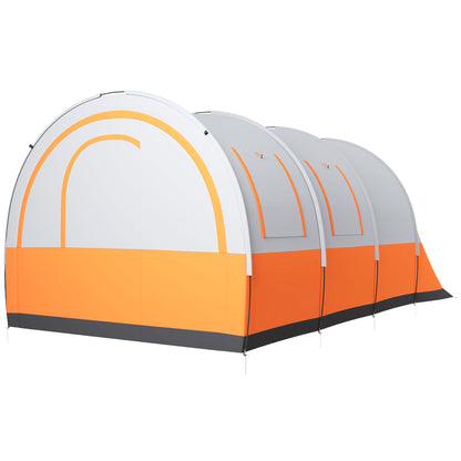 Tunnel Tent, Camping Tent for 6 People, with 2 Rooms, Light Hook, Group Tent with Carry Bag, 3000mm Waterproof Family Tent, for Garden, Campsite, Cream