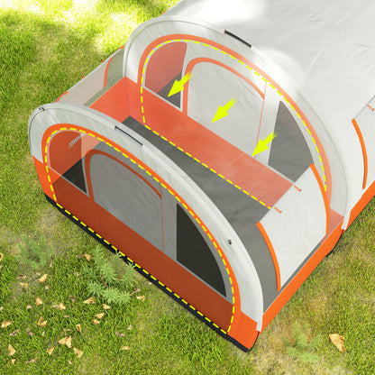 Tunnel Tent, Camping Tent for 6 People, with 2 Rooms, Light Hook, Group Tent with Carry Bag, 3000mm Waterproof Family Tent, for Garden, Campsite, Cream