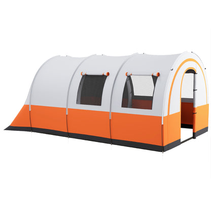 Tunnel Tent, Camping Tent for 6 People, with 2 Rooms, Light Hook, Group Tent with Carry Bag, 3000mm Waterproof Family Tent, for Garden, Campsite, Cream