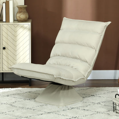 Floor Sofa Floor Chair with Adjustable Backrest, Rotating Meditation Chair, Recliner for Living Room, Office, Microfiber Fabric, Beige, 62 x 70 x 95 cm