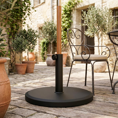 13 kg (28.7 lb) Cement Umbrella Base, Round Parasol Stand — Fits Ø34/38/48 mm (1.34/1.50/1.89 in) Poles — For Balcony, Patio, Garden — Black