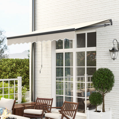 Electric Retractable and Manual Awning with Remote Control 9.8x8.2 ft Outdoor Roll-Up Awning with Crank Aluminum Frame and UV30+ Protection for Garden Door Window Cream