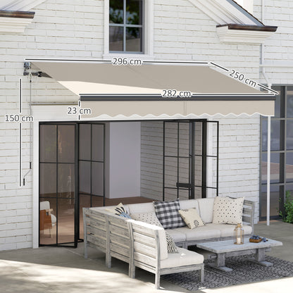 Electric Retractable and Manual Awning with Remote Control 9.8x8.2 ft Outdoor Roll-Up Awning with Crank Aluminum Frame and UV30+ Protection for Garden Door Window Cream