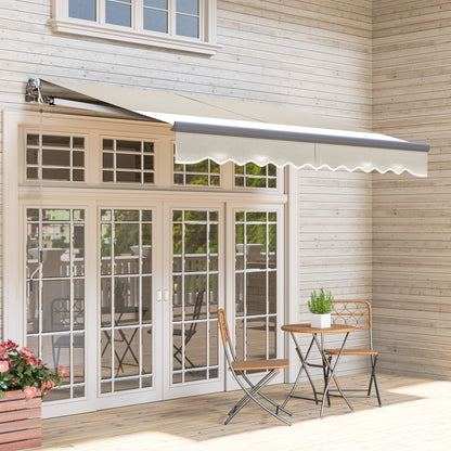Electric Retractable and Manual Awning with Remote Control 9.8x8.2 ft Outdoor Roll-Up Awning with Crank Aluminum Frame and UV30+ Protection for Garden Door Window Cream