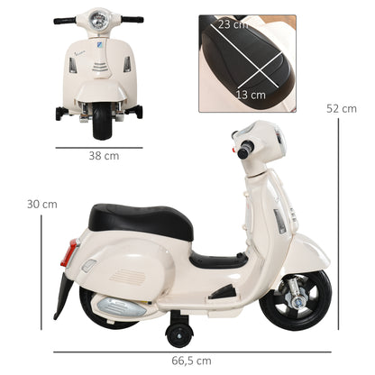 Kids Electric Vespa Motorcycle Electric Bike with LED Light, Sound, Children's Electric Motorcycle for Kids 18-36 Months White
