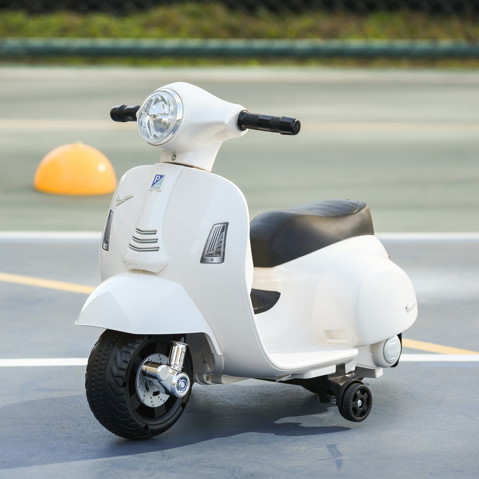Kids Electric Vespa Motorcycle Electric Bike with LED Light, Sound, Children's Electric Motorcycle for Kids 18-36 Months White