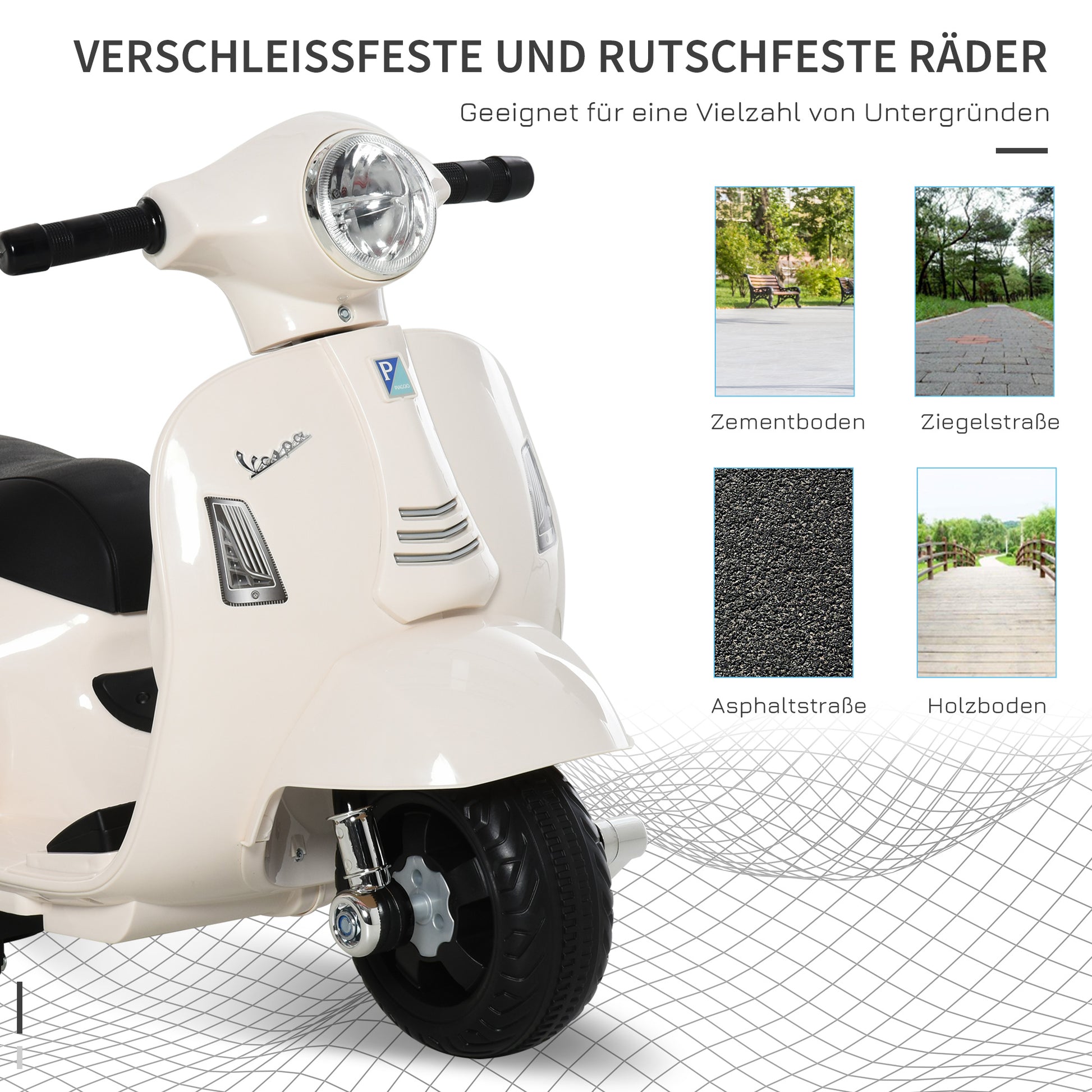 Kids Electric Vespa Motorcycle Electric Bike with LED Light, Sound, Children's Electric Motorcycle for Kids 18-36 Months White