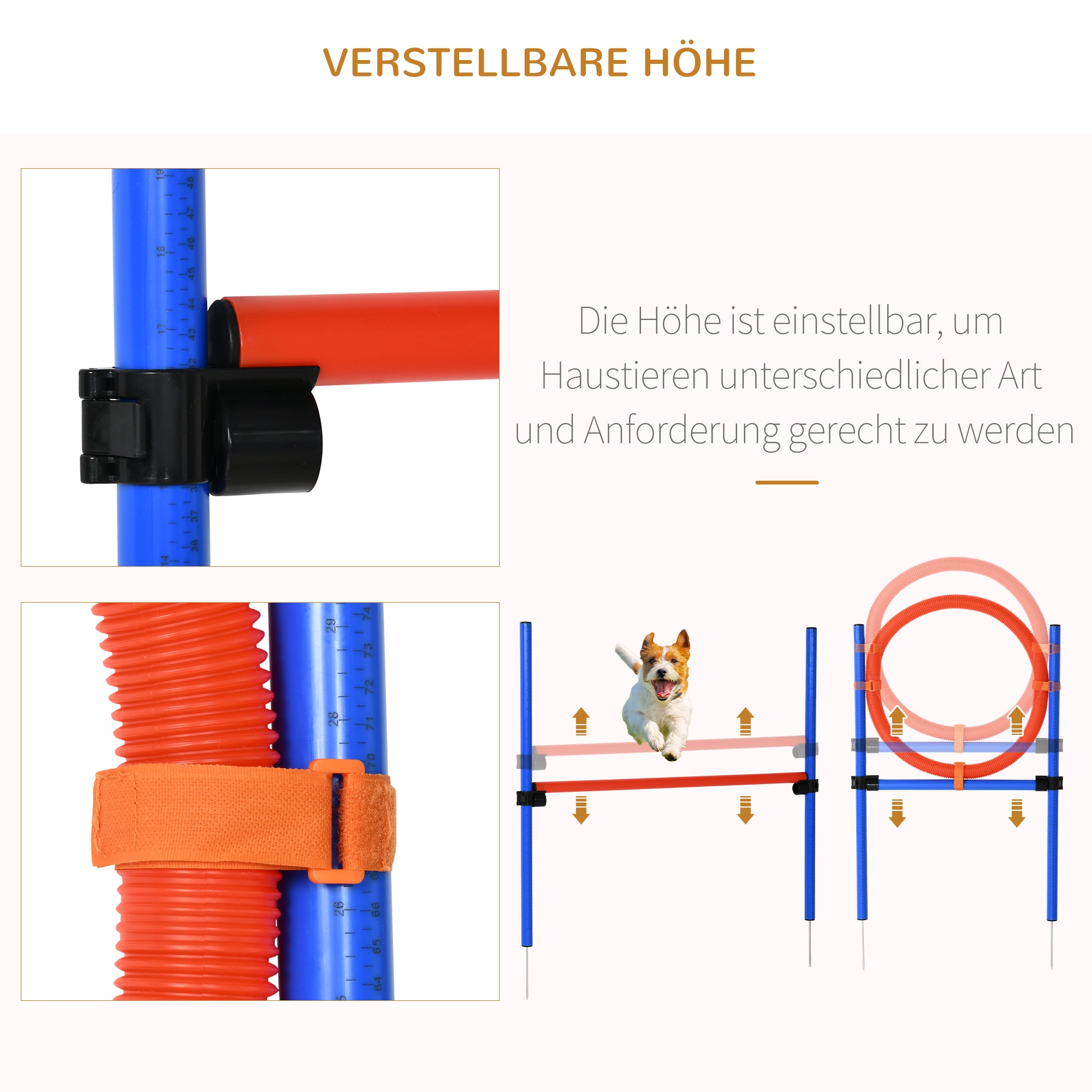 Dog Agility Training Equipment, Agility Exercise Set, Dog Agility Set, Slalom Hurdles Jump Ring for Dogs, 3 in 1 Dog Sports Training Area, Blue+Red