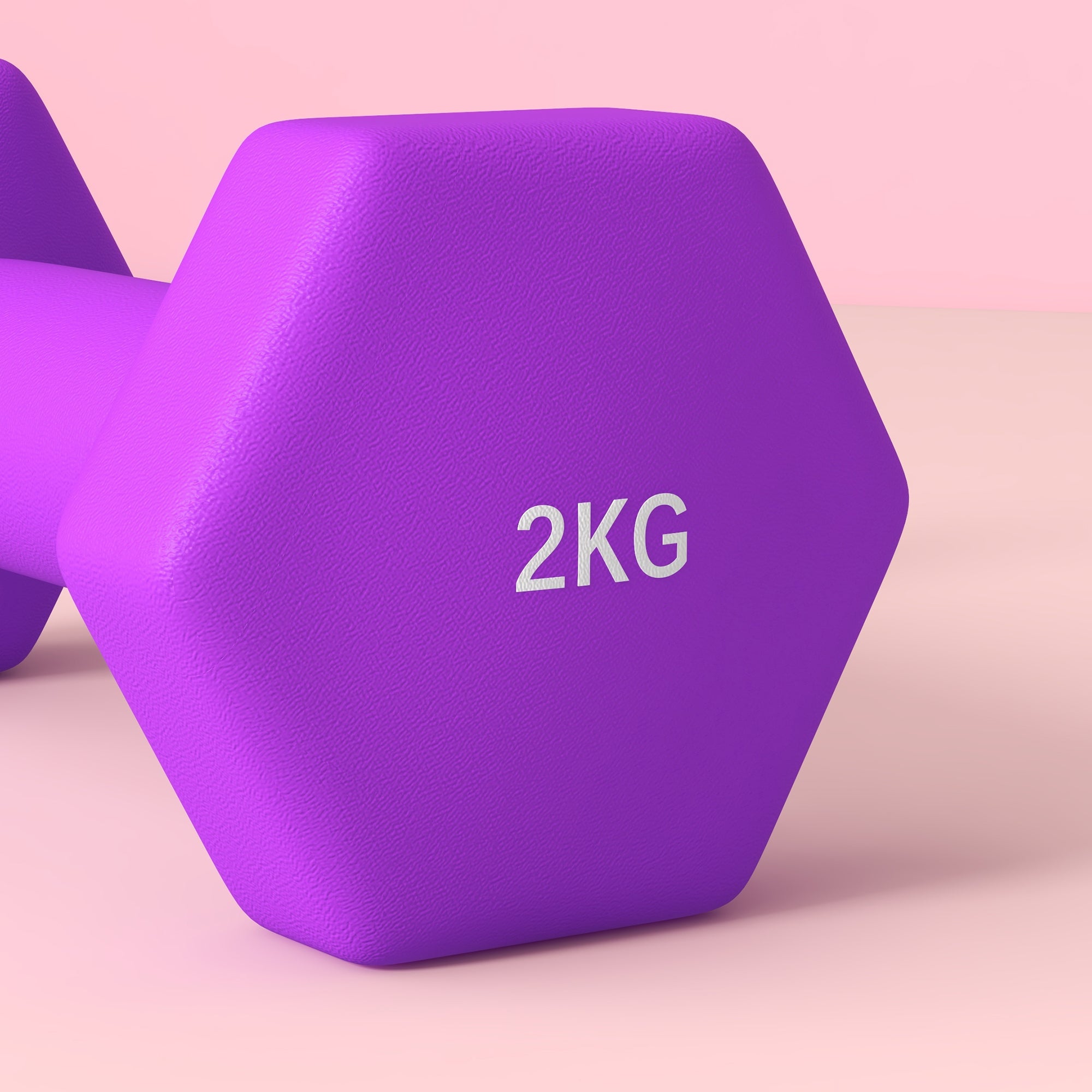 SPORTNOW Set of 2 Hexagonal Non-Slip Dumbbells 2x2 kg for Workout, Gym Weights in Metal and Plastic, 16x7.5x7.5 cm, Purple