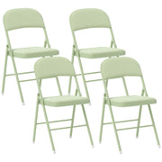 Set of 4 Folding Chairs Portable Dining Room Chairs Indoor with Velvet Upholstered Seats and Backrests, Steel Frame, Holds up to 120kg, Green