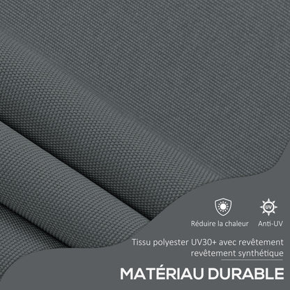 Retractable Manual Freestanding Awning Awning 2.5L x 1.2W x 2.1-3H m Adjustable Incline for Balcony Without Drilling Holes - Dark Gray Aluminum Metal Polyester