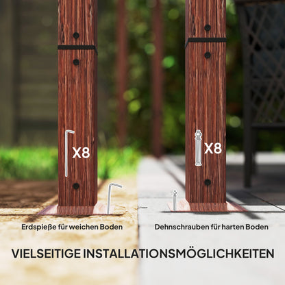 Pergola approx. 3x3m Garden Pavilion with Magnetic Pad, Aluminum Patio Canopy, Garden Pavilion with Adjustable Roof, Freestanding, UV Protection 30+, for Terrace and Garden, Natural Wood