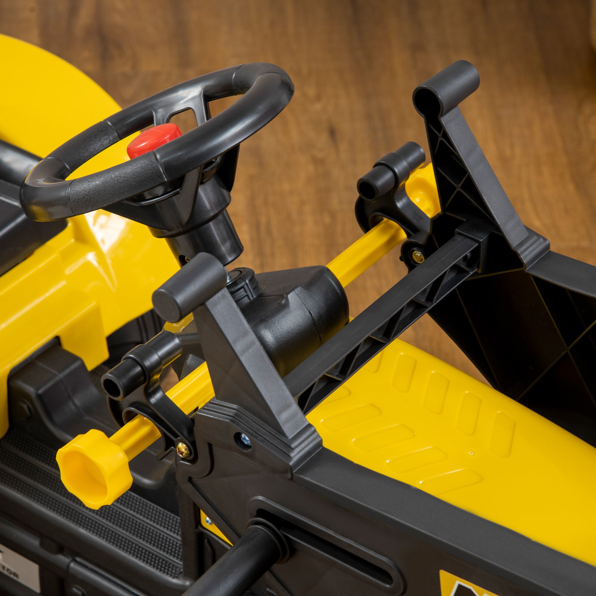 Pedal Tractor with Trailer Adjustable Shovel Loader Vehicle for Children aged 3 and above Yellow