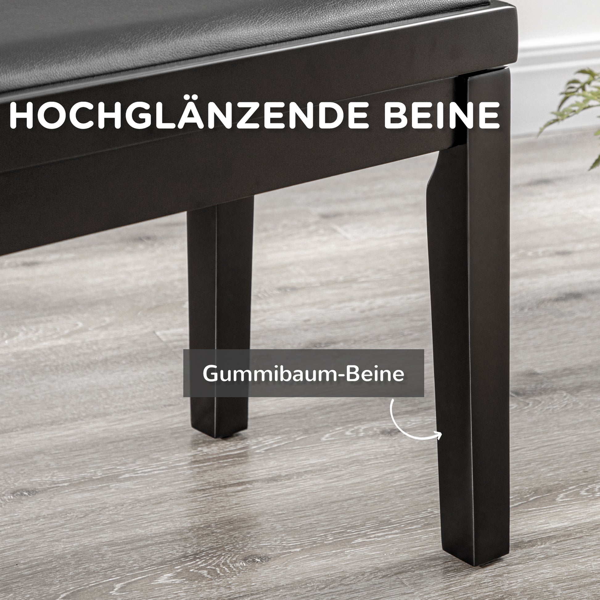 Piano Stool Height Adjustable Piano Bench with Leather Cushion Piano Bench Faux Leather Rubber Wood Black 63 x 33 x 45-56 cm