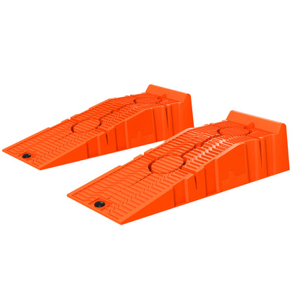 Set of 2 Plastic Car Loading Ramps with 5 Tonnes Max Load, Space-Saving Car Platforms for Maintenance, 91x30x21 cm, Orange