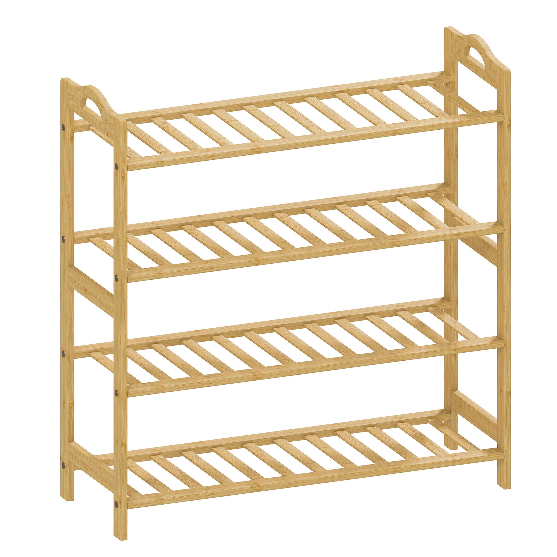 4-Level Bamboo Shoe Rack Shoe Shelf for 12 Pairs of Shoes for Entryway Hallway Bedroom 67.5x24.7x72 cm Natural Wood