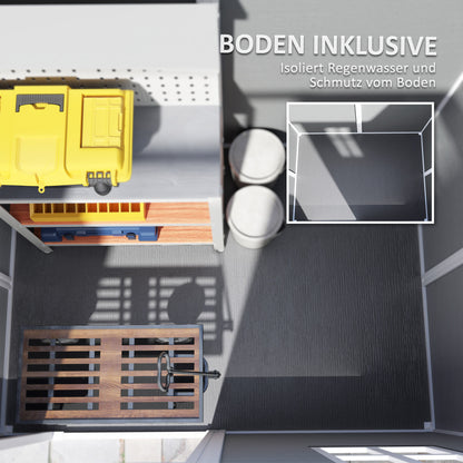 Plastic Tool Shed 2.1m² 186 x 130 x 199cm Garden Shed with Gable Roof Floor Window Lockable Door Weatherproof Outdoor Garden Shed for Backyard Gray