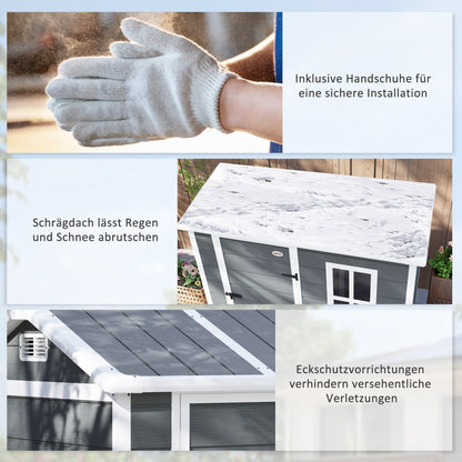 Plastic Tool Shed 2.1m² 186 x 130 x 199cm Garden Shed with Gable Roof Floor Window Lockable Door Weatherproof Outdoor Garden Shed for Backyard Gray