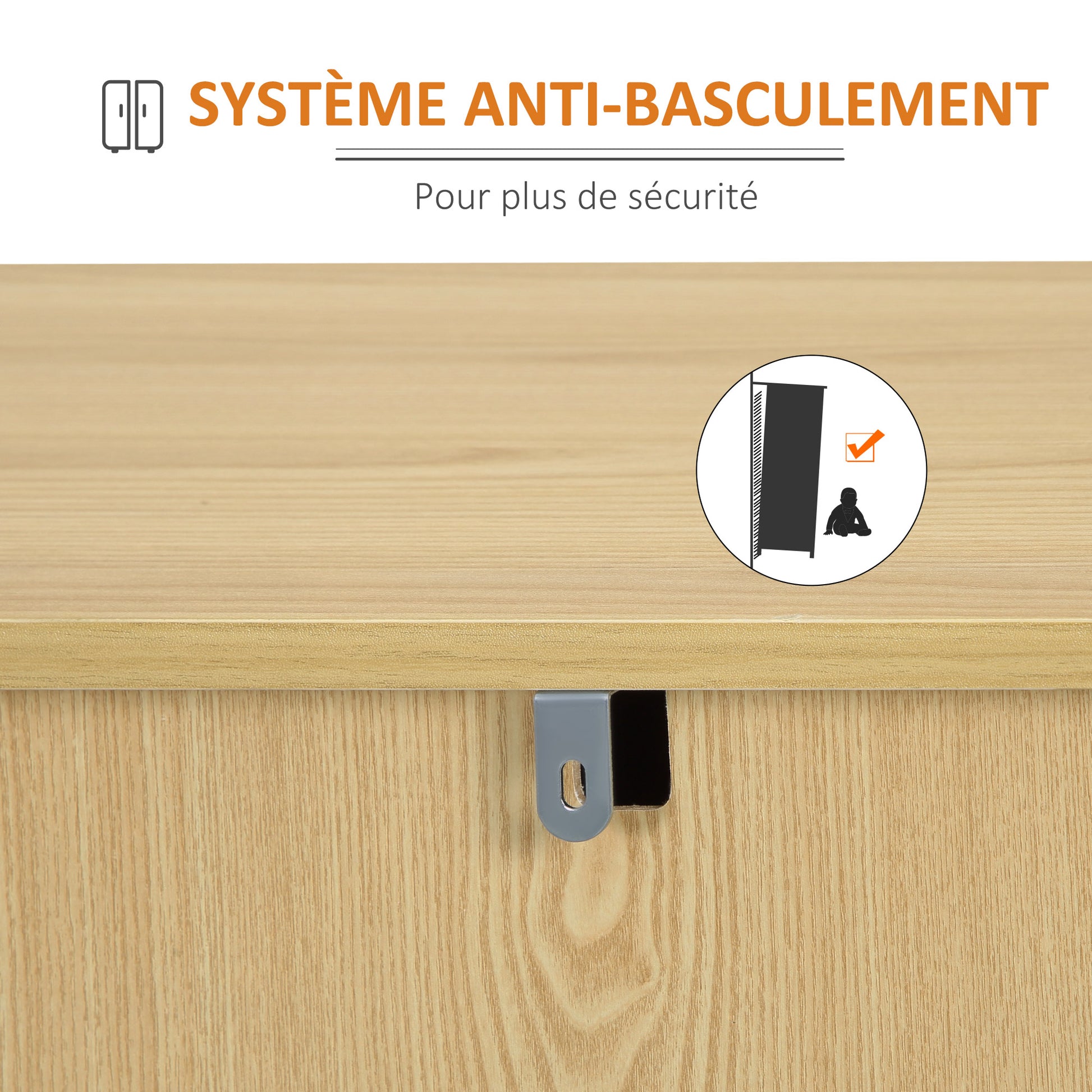 Kitchen Buffet Storage Cabinet 2 Cupboards Adjustable Shelf 3 Drawers Contemporary Style - 120 x 39.5 x 77 cm Natural