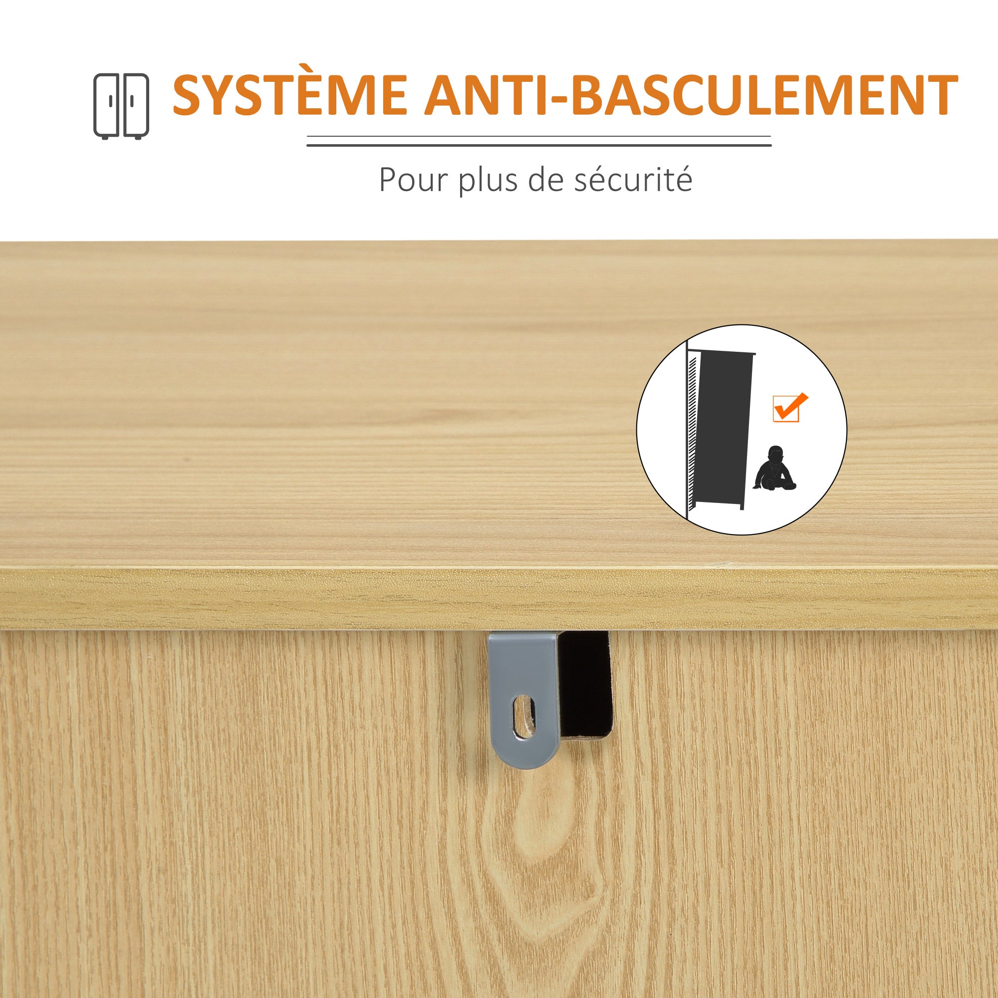 Kitchen Buffet Storage Cabinet 2 Cupboards Adjustable Shelf 3 Drawers Contemporary Style - 120 x 39.5 x 77 cm Natural