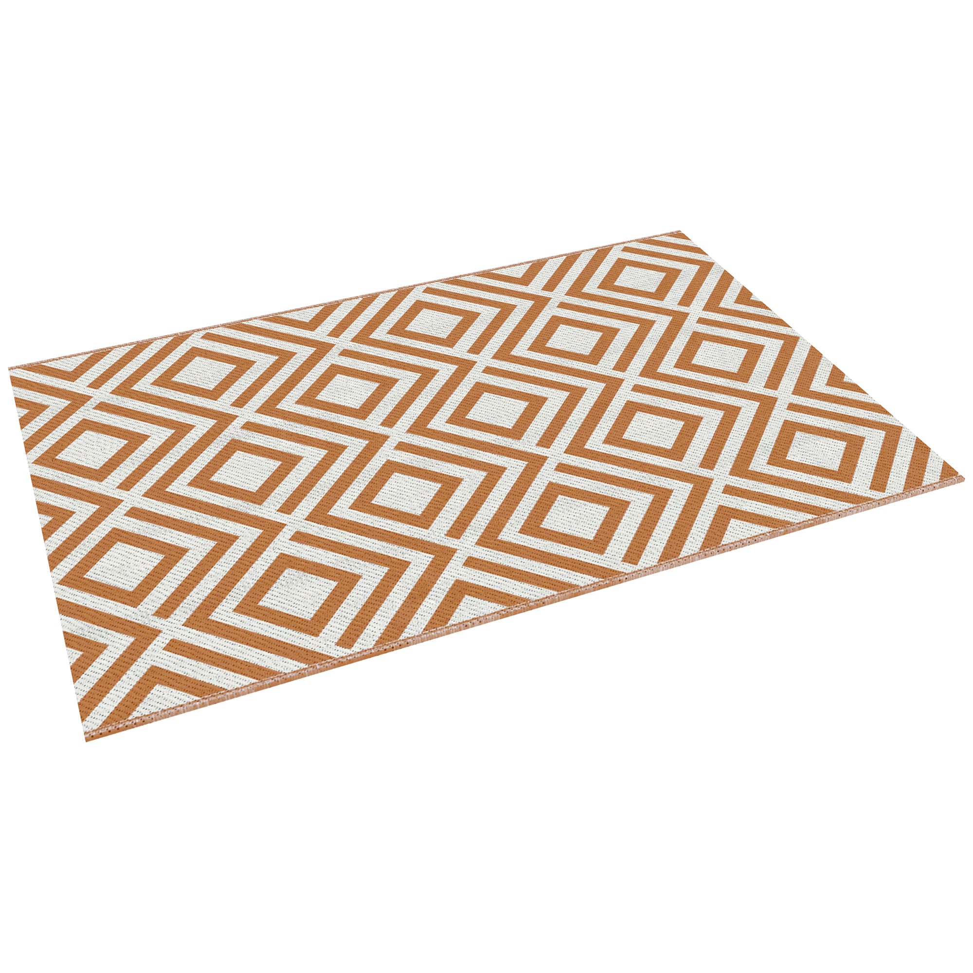 Outdoor Rug 182x274 cm Reversible Rug with Geometric Diamond Pattern Waterproof for Terrace Balcony Patio Camping Beach Oxide Red and White