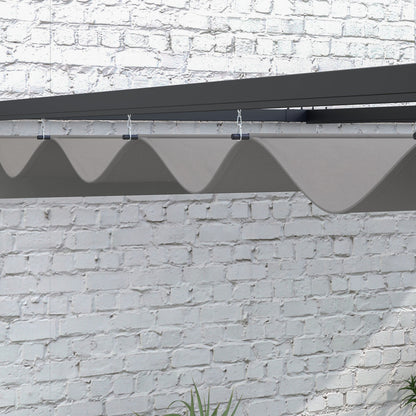 Pergola Gazebo 3x4m with Retractable Roof and Drainage Holes, Steel and Polyester Garden Pergola with Stakes and Screws, Dark Grey