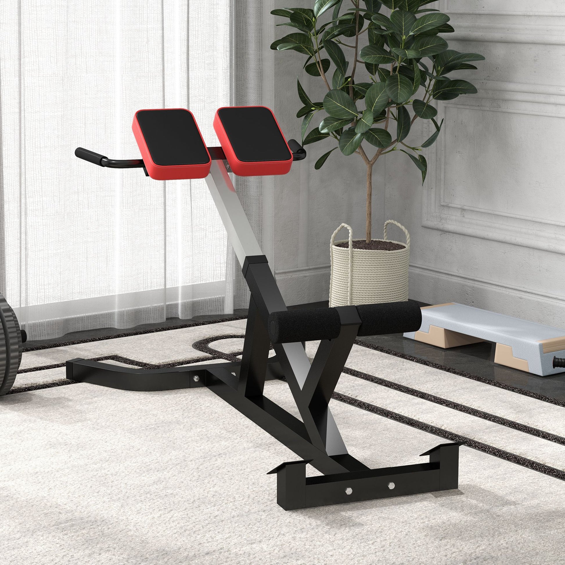 SPORTNOW Roman Chair with Thick Padding and Triangle Steel PU Structure, 126x70x67-84 cm, Black