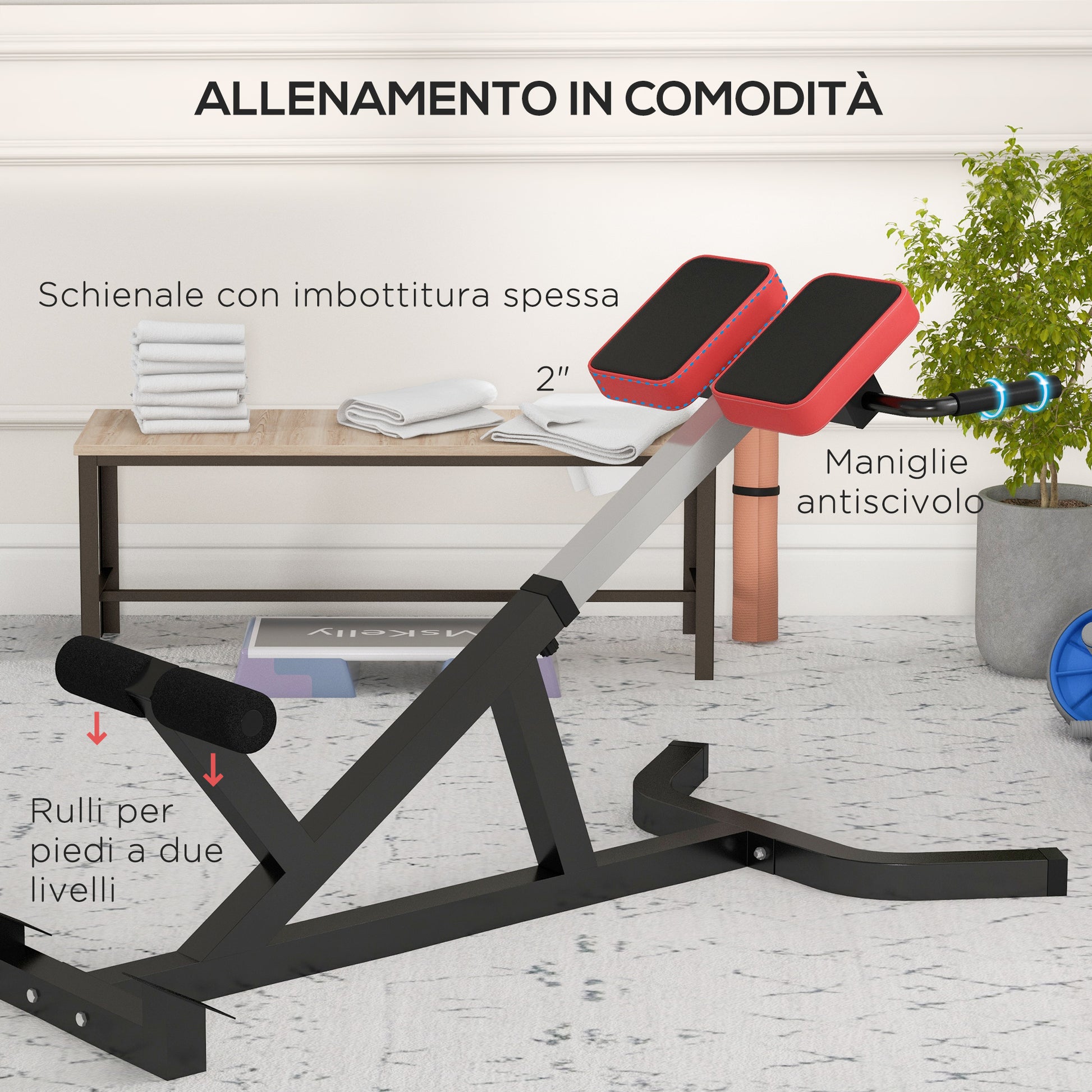 SPORTNOW Roman Chair with Thick Padding and Triangle Steel PU Structure, 126x70x67-84 cm, Black