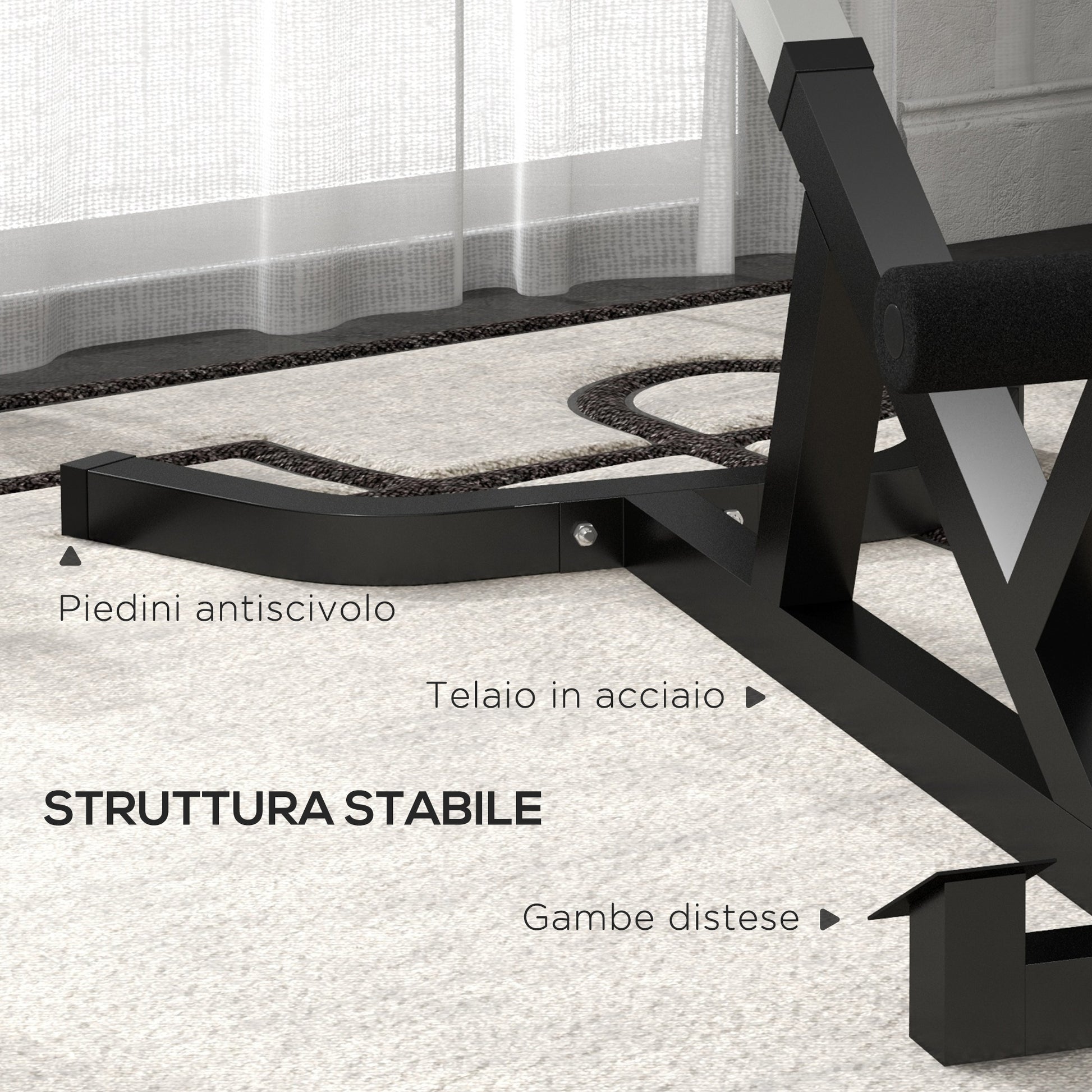 SPORTNOW Roman Chair with Thick Padding and Triangle Steel PU Structure, 126x70x67-84 cm, Black