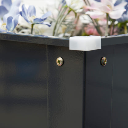 Square Raised Garden Bed Planter with Drainage Hole - Galvanized Steel Black 100 x 30 x 80 cm