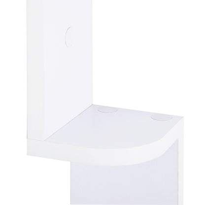 5-Tier Zigzag Wall-Mounted Corner Shelf Height 120 cm White Wood