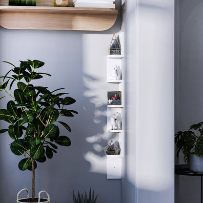 5-Tier Zigzag Wall-Mounted Corner Shelf Height 120 cm White Wood