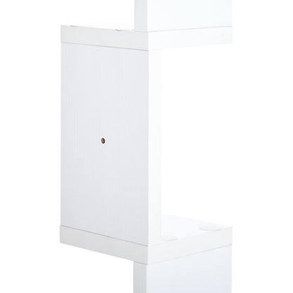5-Tier Zigzag Wall-Mounted Corner Shelf Height 120 cm White Wood