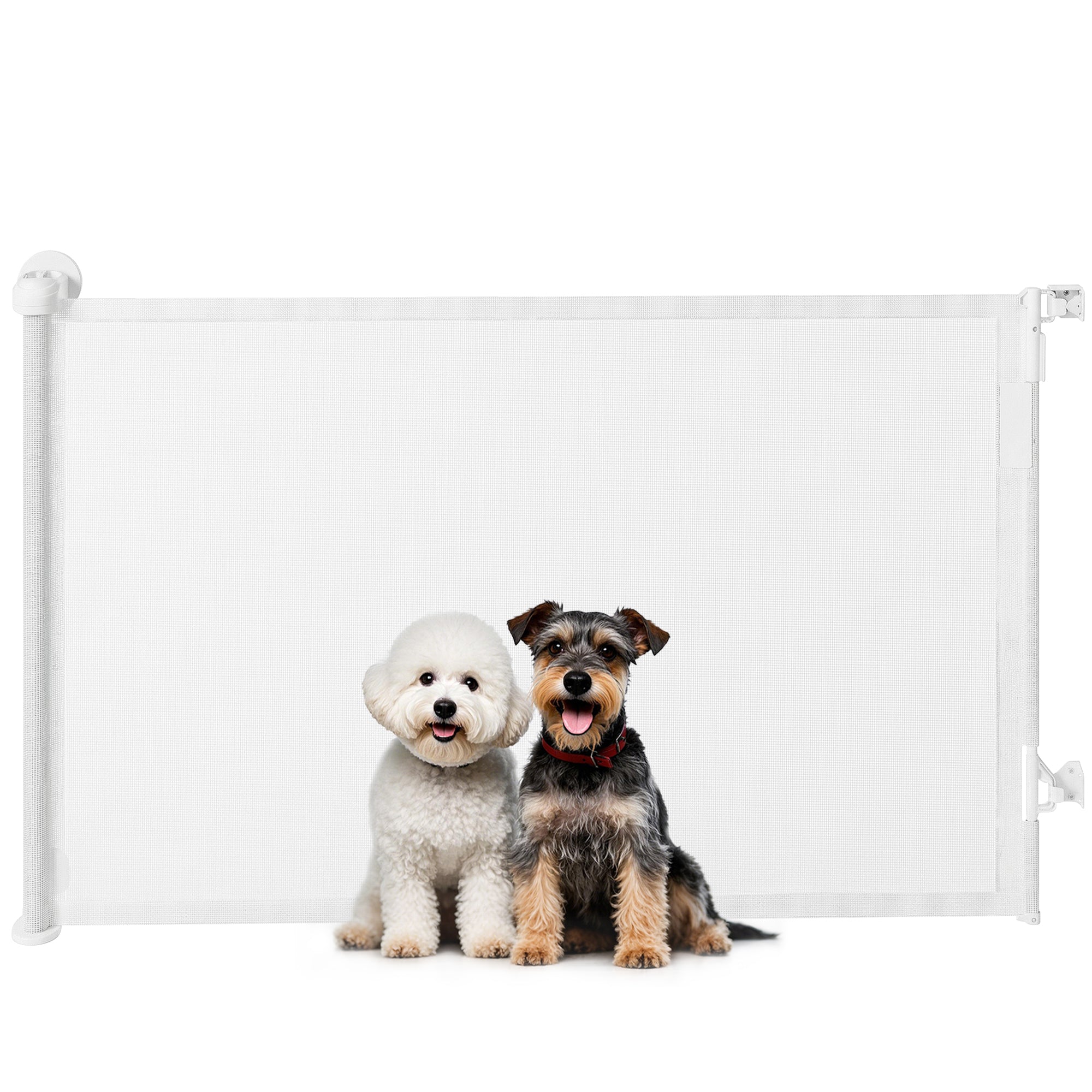 Retractable Stair & Door Safety Gate — Extends to 55 in, One-Hand Operation, Retractable Mesh Gate for Pets, Indoor/Outdoor, White