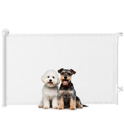 Retractable Stair & Door Safety Gate — Extends to 55 in, One-Hand Operation, Retractable Mesh Gate for Pets, Indoor/Outdoor, White