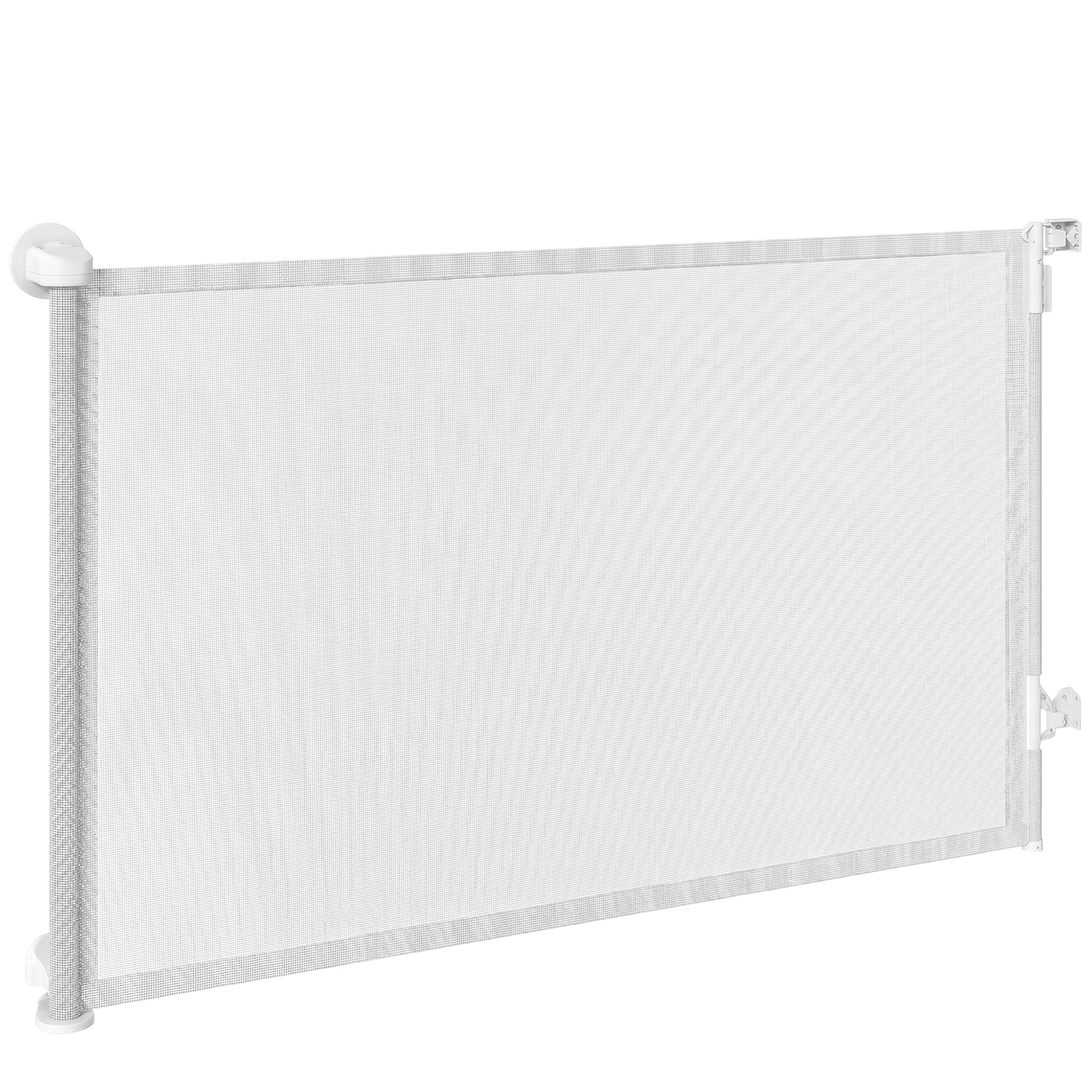Retractable Stair & Door Safety Gate — Extends to 55 in, One-Hand Operation, Retractable Mesh Gate for Pets, Indoor/Outdoor, White