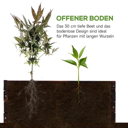 Raised Garden Bed, Plant Box, Vegetable Bed, Herb Bed, Solid Wood, Dark Brown, 60 x 60 x 23 cm