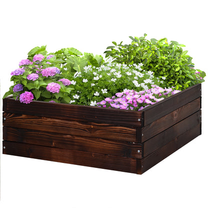 Raised Garden Bed, Plant Box, Vegetable Bed, Herb Bed, Solid Wood, Dark Brown, 60 x 60 x 23 cm