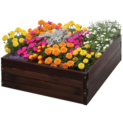 Raised Garden Bed, Plant Box, Vegetable Bed, Herb Bed, Solid Wood, Dark Brown, 60 x 60 x 23 cm