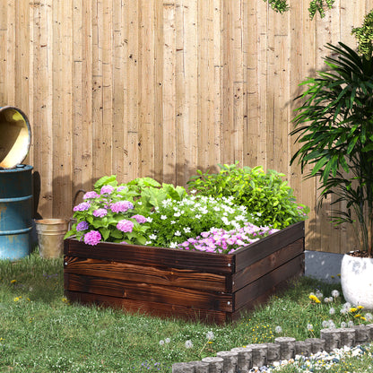 Raised Garden Bed, Plant Box, Vegetable Bed, Herb Bed, Solid Wood, Dark Brown, 60 x 60 x 23 cm
