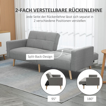 2-in-1 Sofa Bed 80.7 x 34.6 in, Linen-Look Couch with Adjustable Backrests, Gray