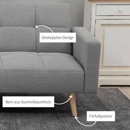 2-in-1 Sofa Bed 80.7 x 34.6 in, Linen-Look Couch with Adjustable Backrests, Gray