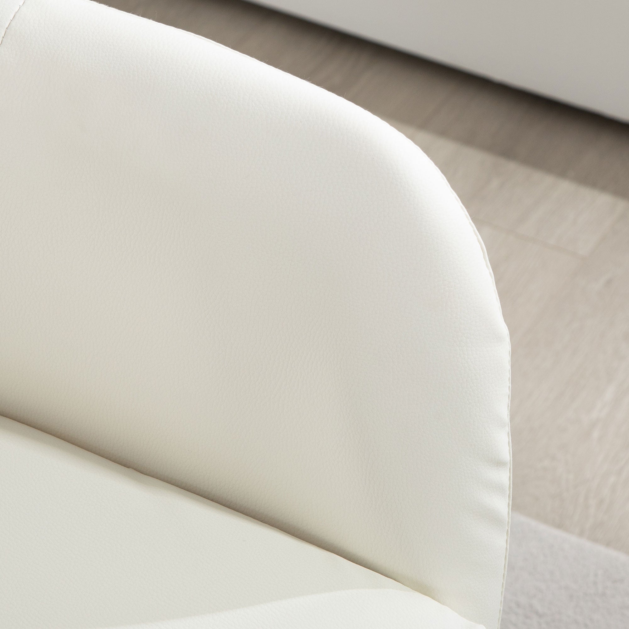 Modern Bedroom Armchair Swivel Living Room Armchair Upholstered in PU with Adjustable Height Armrests and Cushion Armchair for Living Room White